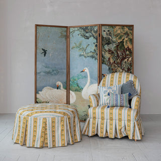 2-Sided Vintage Reproduction Swan Art Folding Room Divider