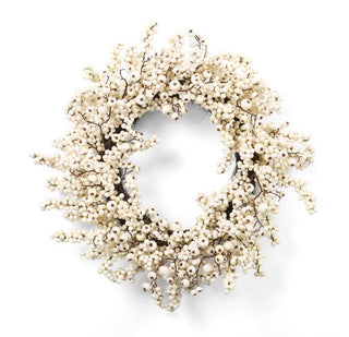 24" White Berry and Rosehip Wreath
