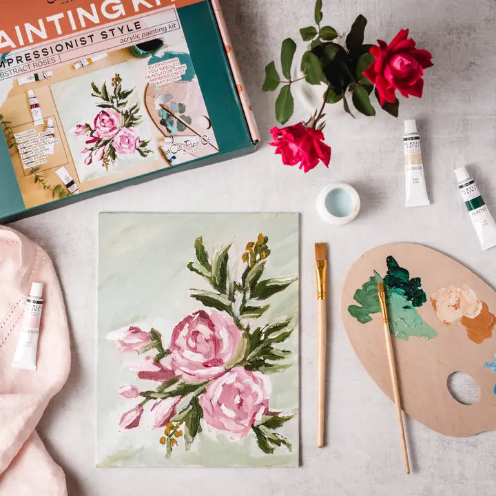 Abstract Roses Impressionist Painting Kit – Cotton & Crete