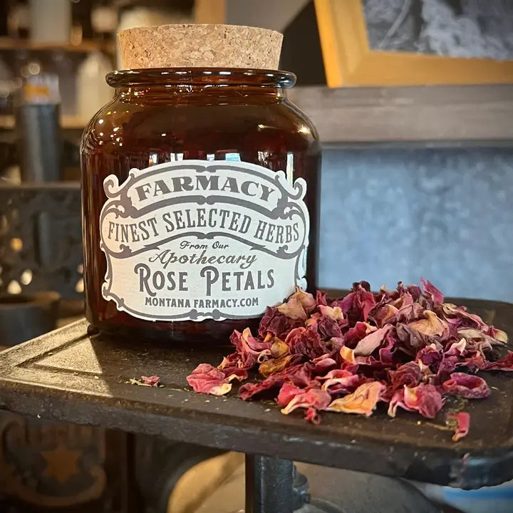 Vintage Style Herbal Apothecary Jar with Rose Petals