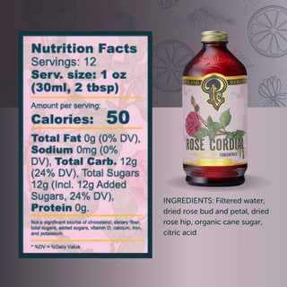 Portland Syrups - Rose Cordial Syrup 12oz Cocktail / Mocktail Beverage Mixer