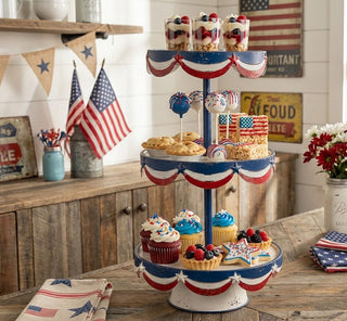Weathered Style Patriotic Tiered Tray