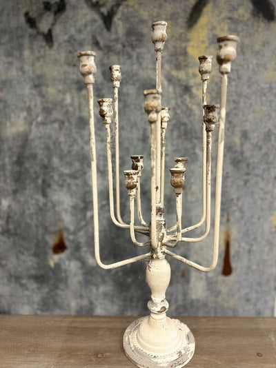 Rustic 13 Candle Candelabra - White