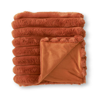 60" x 50" Ribbed Faux Fur Throw Blanket -  Rust