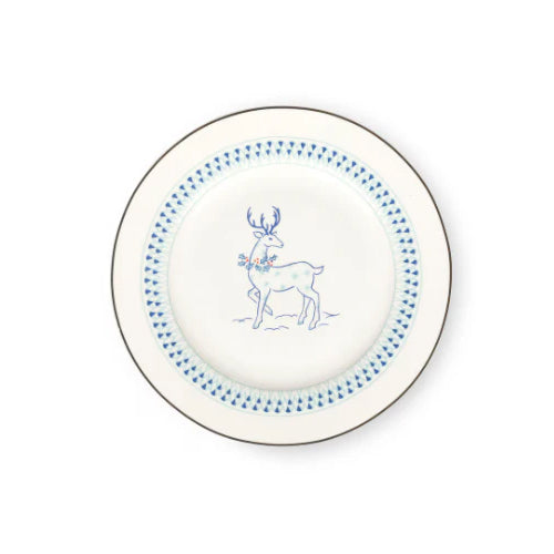 6" Festive Deer Chinoiserie Pattern Plate