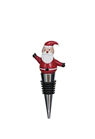 Holiday Bottle Stopper with Hand Painted Glass Holiday Design - Choose Style