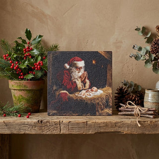 8" Praying Santa & Jesus Print Wall Decor