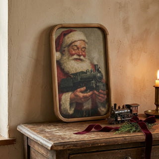 Locomotive Santa Framed Print