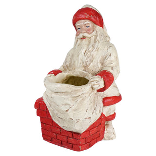 VIntage Style Paper Mache Santa on Chimney with Bag