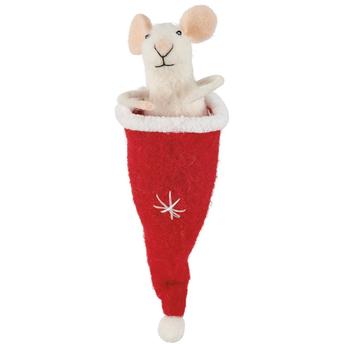 Felt Mouse in Santa Hat Ornament