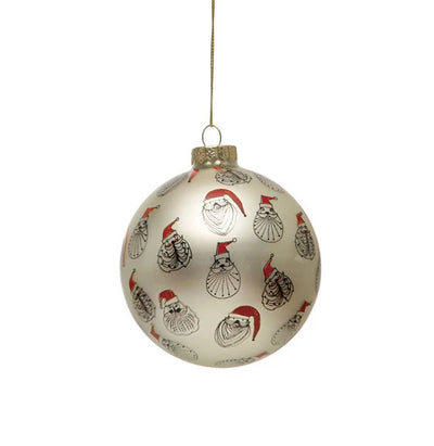 Modern Holiday Glass Christmas Ball - Choose Santa or Snowman