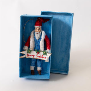 Handmade Folk Art Merry Christmas Santa Ornament