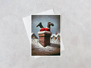 Santa Stuck in Chimney - Note Card