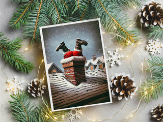 Santa Stuck in Chimney - Note Card