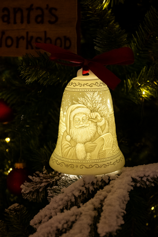 Luumii Lights Porcelain Bell Ornament - Santa Checking His List