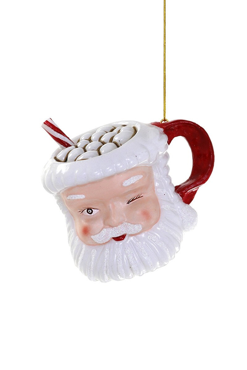 Cody Foster Glass Vintage Santa Mug Ornament