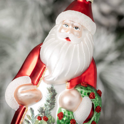 Retro Glass Santa Ornament