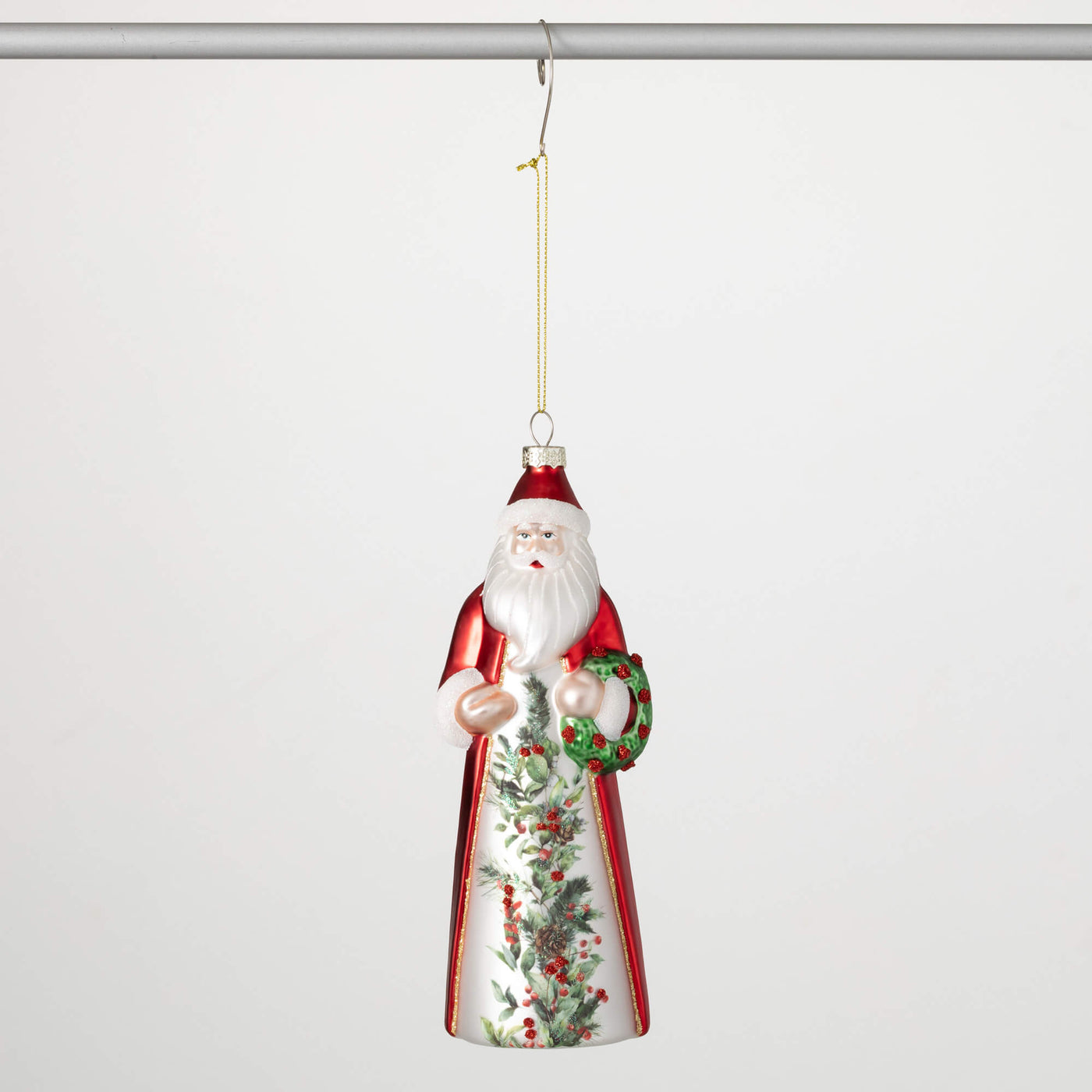 Retro Glass Santa Ornament