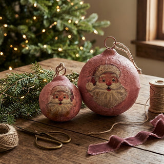 Red Nosed Santa Metal Ball Ornament - Choose Size
