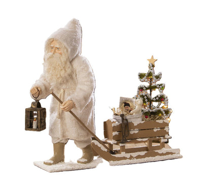 Bethany Lowe Vintage Santa Pulling Sled