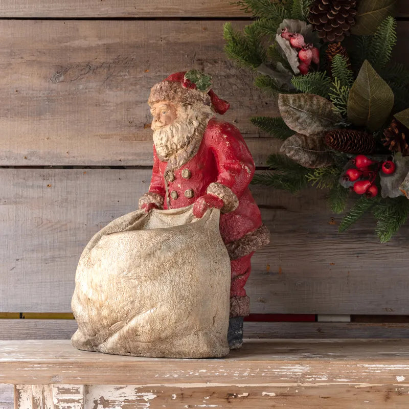 18" Santa with Bag Statue