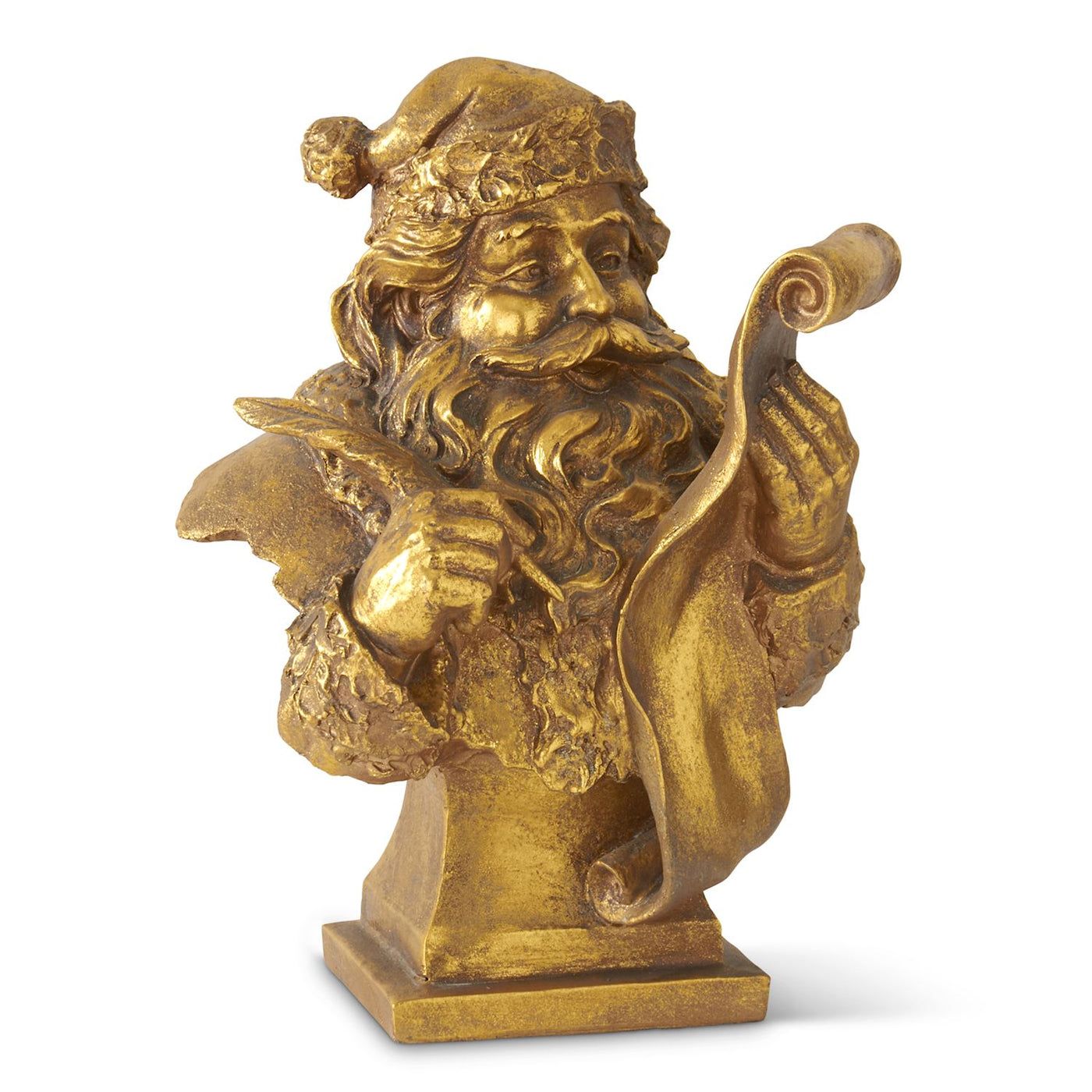 Golden Santa Bust with List