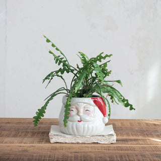 Stoneware Santa Head Planter