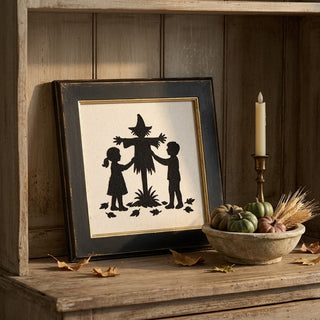 12" Scarecrow Silhouette Embroidered Sign