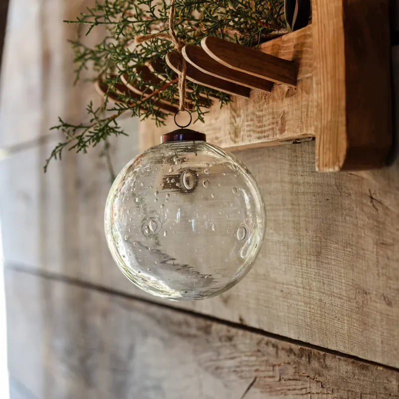 Clear Seeded Glass Ornament - 6"