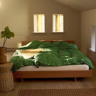 Baek and Bolge Duvet Seersucker Cover Set - Green and Sand