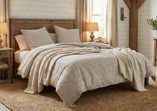 Baek and Bolge Duvet Seersucker Cover Set - Grey and Birch