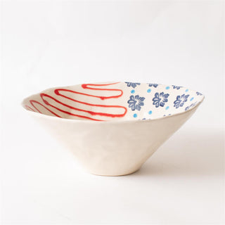 Americana Folk Art Stoneware Serving Bowl