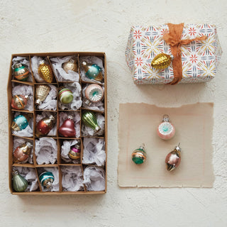 Box of 20 Hand Painted Vintage style Glass Ornaments