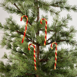 Set of 12 Vintage Style Chenille Candy Cane Ornaments