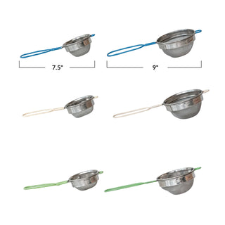 Set of 2 Stainless Steel Strainers with Enameled Handle - Choose Color