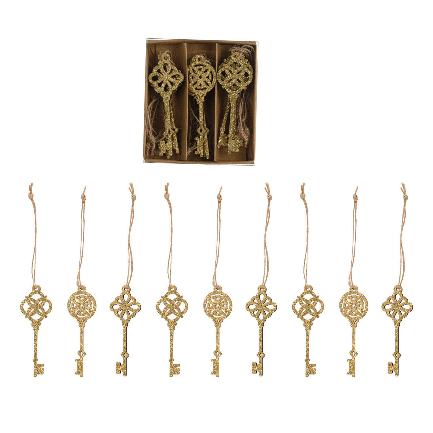Set of 9 Wooden Laser Cut Key Ornaments