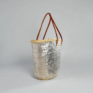 Silver Sequined French Market Basket