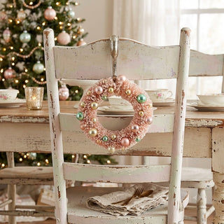 8" Pink Bristle Brush Wreath