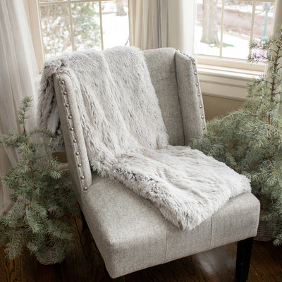 Grey Fur Throw Blanket