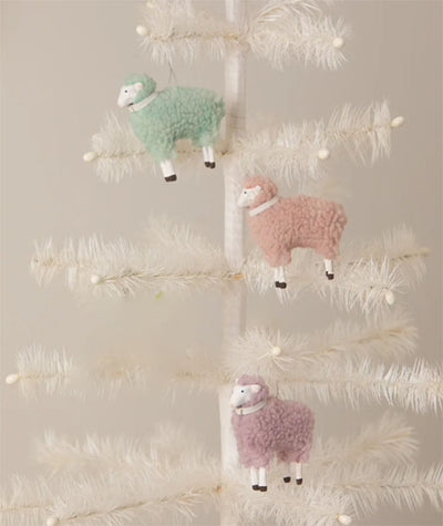 Bethany Lowe Pink Wooly Sheep Ornament