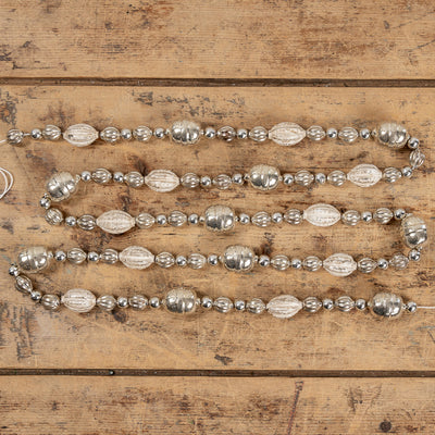 72" Vintage Style Silver and White Glass Garland