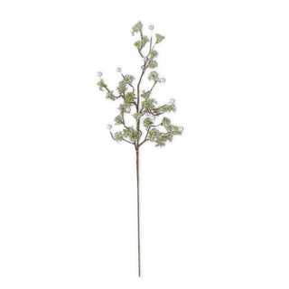 28" Green Glittered Stem w/Silver Beads