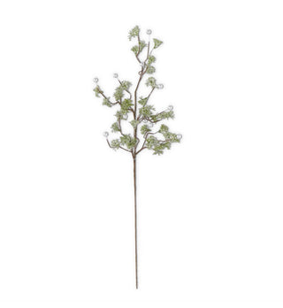 28" Green Glittered Stem with Silver Beads