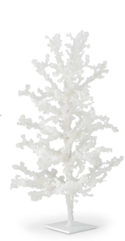 18" Silver Glittered White Ice Tree