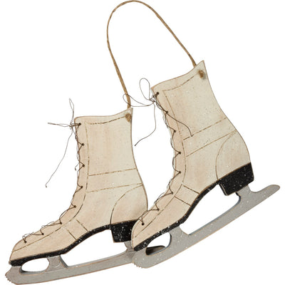 Primitive Style Wooden Ice Skates