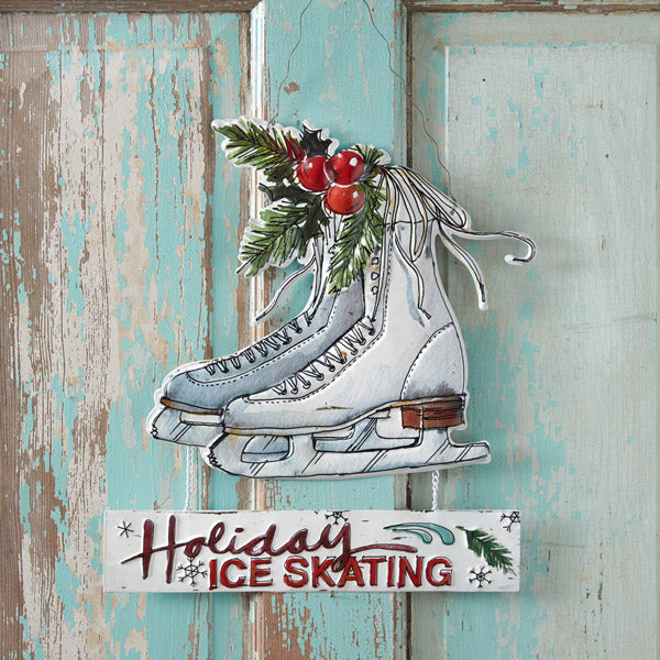 Metal Holiday Ice Skating Sign