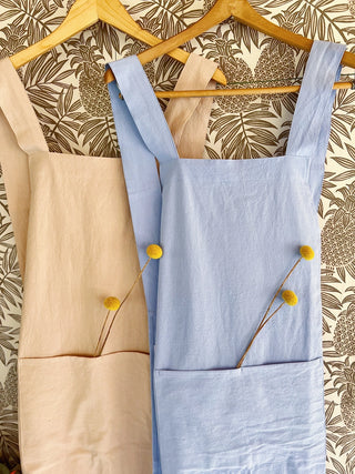 Organic Material Cross Back Apron - Choose Color