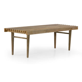 Slatted Washed Wooden Bench