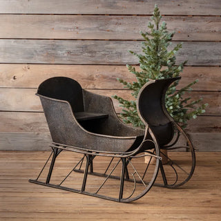 Large Vintage Style Metal Sleigh In Antique Black