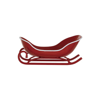 Red and White Metal Sleigh Dish
